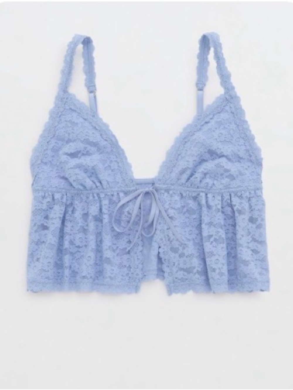 aerie Show Off Vintage Lace Tie Front Bralette in Light Blue